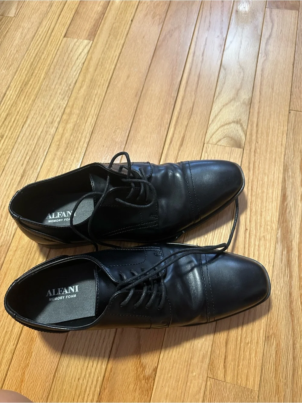 Alfani Black Cap-Toe Leather Derby Shoes Size 7